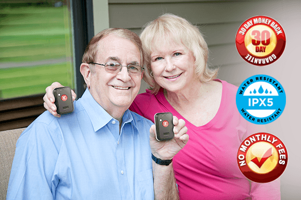 Older couple holding fast help.